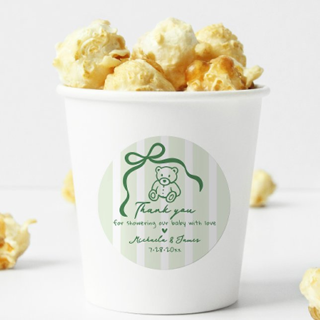 Pegatina Redonda Mano verde dibujado Doodle Bow Whimsical Baby Show (Subido por el creador)