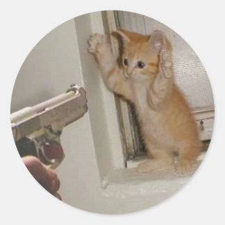 Pegatina Redonda ¡Manos arriba!