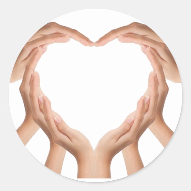 Pegatina Redonda Manos de amor (Anverso)