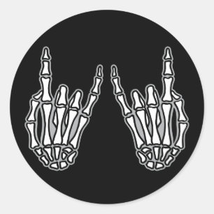 Pegatina Redonda Manos de esqueleto rodar