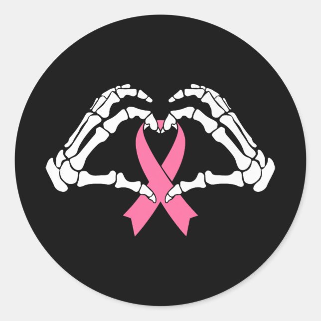 Pegatina Redonda Manos de esqueleto sujetando la cinta de opciones  (Anverso)