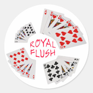 Pegatina Redonda Manos de Póquer - Flush Real