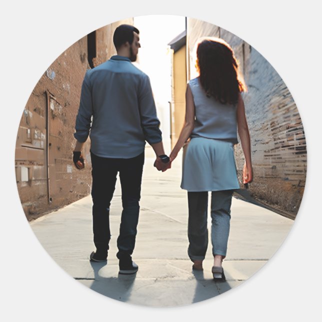 Pegatina Redonda Manos de sujeción | Enamorándose (Anverso)