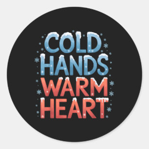 Pegatina Redonda Manos frías y cálidos Navidades de invierno divert