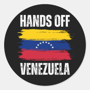 Pegatina Redonda Manos Fuera de Venezuela