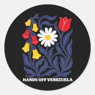 Pegatina Redonda Manos Fuera de Venezuela Sutil Jardín Anti Trump