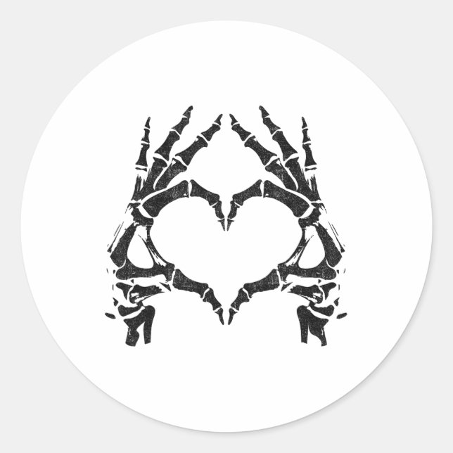 Pegatina Redonda Manos Skeleton Heart - Halloween - Manos Skeleton (Anverso)