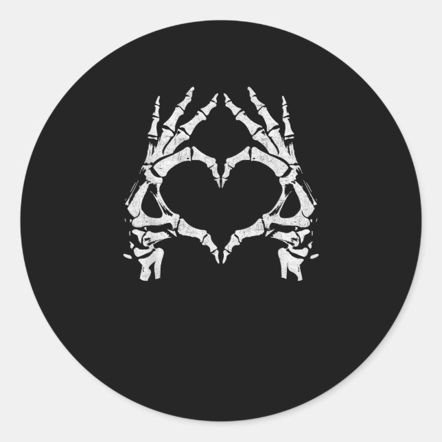 Pegatina Redonda Manos Skeleton Heart - Halloween - Manos Skeleton (Anverso)