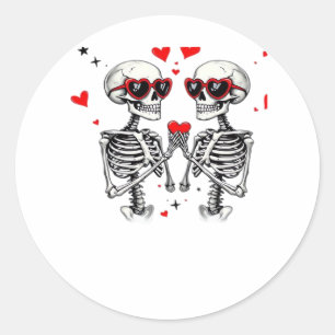 Pegatina Redonda Manos Skeleton Heart Para Tendencias