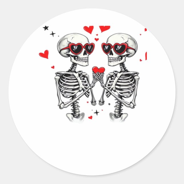 Pegatina Redonda Manos Skeleton Heart Para Tendencias (Anverso)