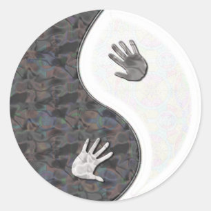 Pegatina Redonda manos yinyang