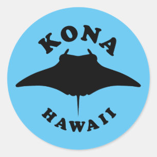 Pegatina Redonda Manta Ray buceando en Kona, Hawaii