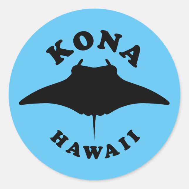 Pegatina Redonda Manta Ray buceando en Kona, Hawaii (Anverso)
