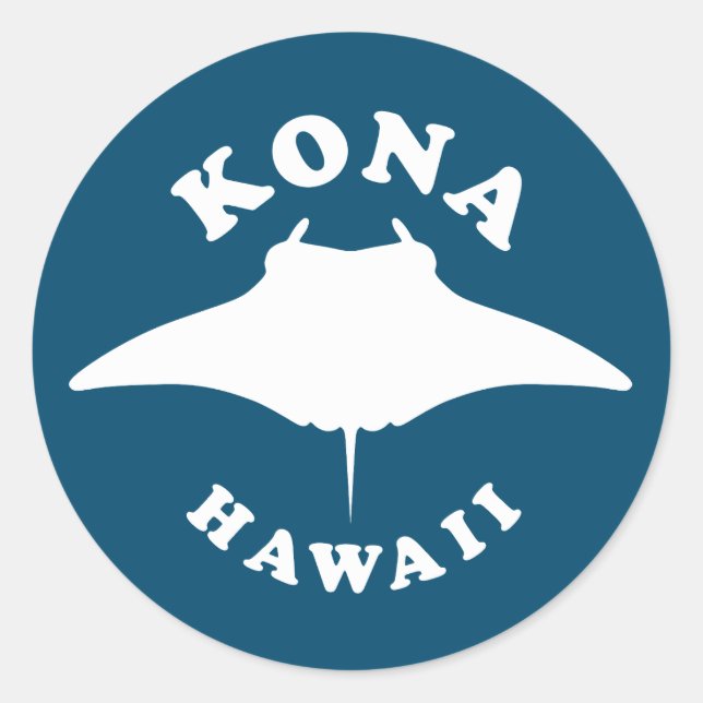 Pegatina Redonda Manta Ray buceando en Kona, Hawaii (Anverso)