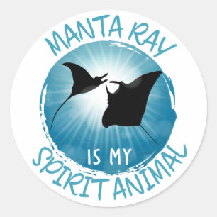 Pegatina Redonda Manta Ray es mi animal espiritual