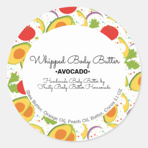 Pegatina Redonda Manteca Corporal de Aguacate para Baño Etiquetado 