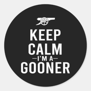 Pegatina Redonda Mantén la calma, soy una camiseta de Gooner