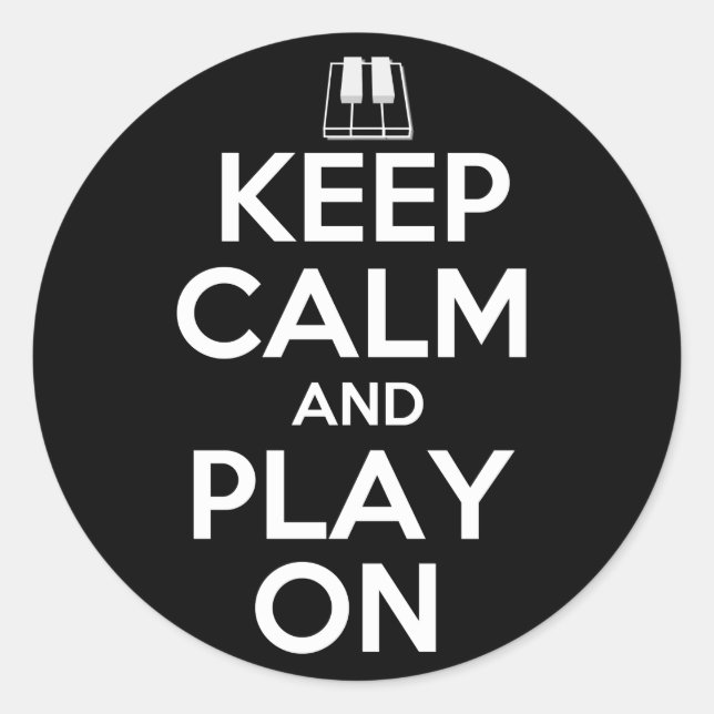 Pegatina Redonda Mantén la calma y juega en el piano (Anverso)
