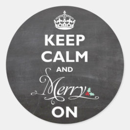 Pegatina Redonda Mantén la calma y la alegría en la pizarra Diverti