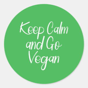 Pegatina Redonda Mantén la calma y vete al vegano