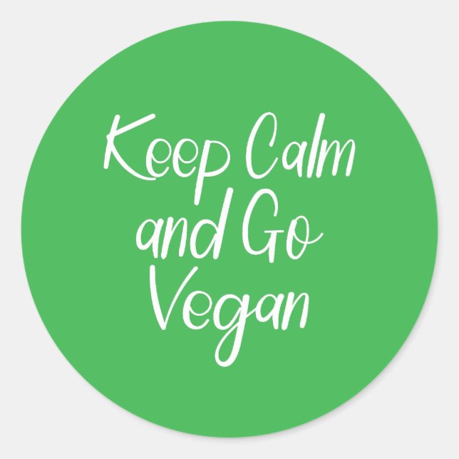 Pegatina Redonda Mantén la calma y vete al vegano (Anverso)