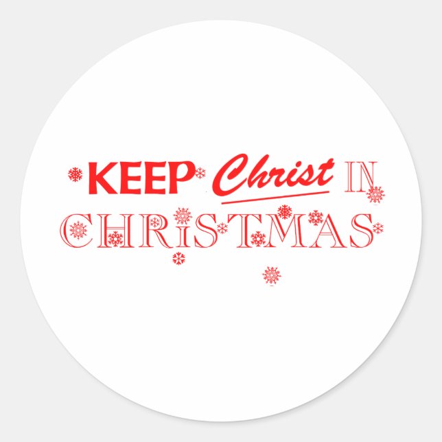 Pegatina Redonda Mantener a Cristo en Navidades (Anverso)