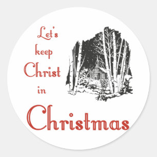 Pegatina Redonda Mantener a Cristo en Navidades
