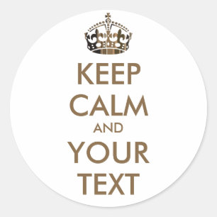 Pegatina Redonda MANTENER CALMA Y TU TEXTO - fondo personalizado