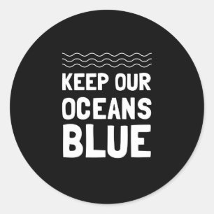 Pegatina Redonda Mantener el medio ambiente de contaminación azul e