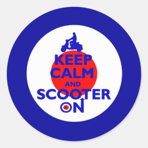 Pegatina Redonda Mantener el Scooter tranquilo en el objetivo de Mo