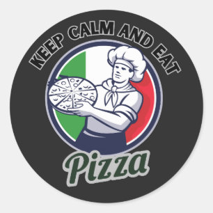 Pegatina Redonda Mantener La Calle Y Comer Pizza