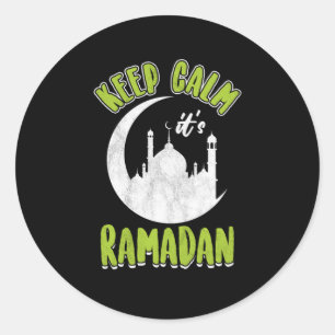 Pegatina Redonda Mantener la calma en su mezquita de Ramadán El reg