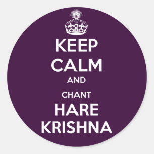 Pegatina Redonda Mantener la calma y cantar Hare Krishna