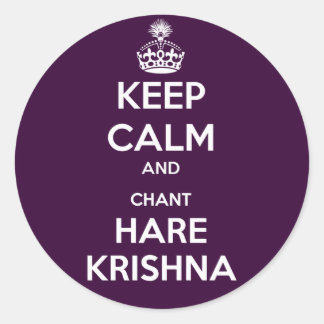 Pegatina Redonda Mantener la calma y cantar Hare Krishna