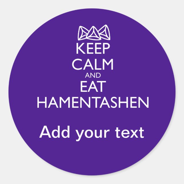 PEGATINA REDONDA MANTENER LA CALMA Y COMER HAMENTASHEN (Anverso)
