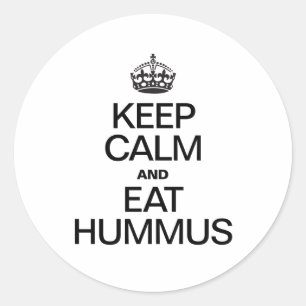 PEGATINA REDONDA MANTENER LA CALMA Y COMER HUMMUS
