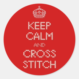Pegatina Redonda Mantener la calma y el ajuste cruzado