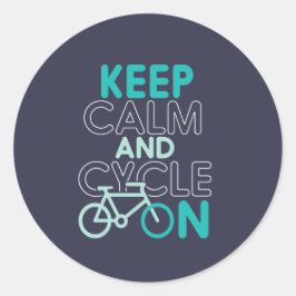Pegatina Redonda Mantener la calma y el ciclo en el divertido cicli
