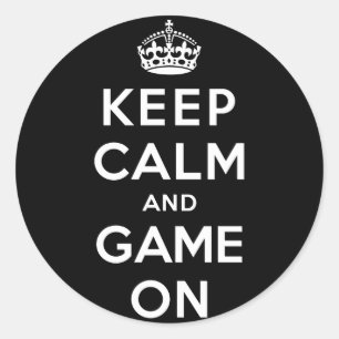 Pegatina Redonda Mantener la calma y el juego en marcha