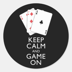 Pegatina Redonda MANTENER LA CALMA Y EL JUEGO EN MARCHA - Juegos co