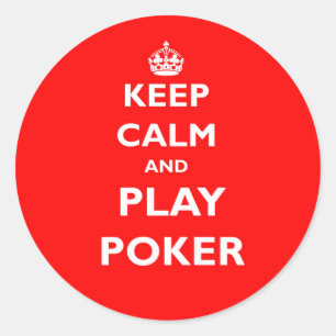 Pegatina Redonda mantener la calma y jugar al símbolo de póquer cas