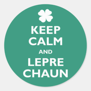 Pegatina Redonda Mantener la calma y Leprechaun