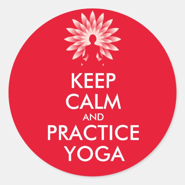 Pegatina Redonda Mantener la calma y practicar yoga (Anverso)