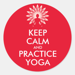 Pegatina Redonda Mantener la calma y practicar yoga