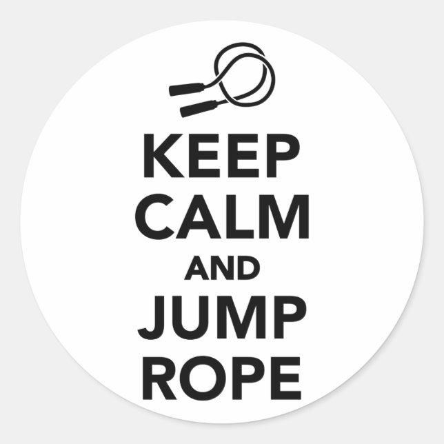 Pegatina Redonda Mantener la calma y saltar la cuerda (Anverso)