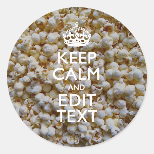 Pegatina Redonda MANTENER LA CALMA Y tu texto sobre decoración de p (Anverso)