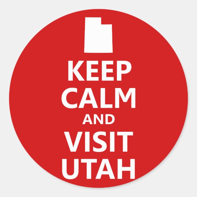 Pegatina Redonda Mantener la calma y visitar Utah (Anverso)