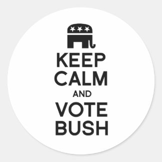 Pegatina Redonda MANTENER LA CALMA Y VOTAR A BUSH -.png