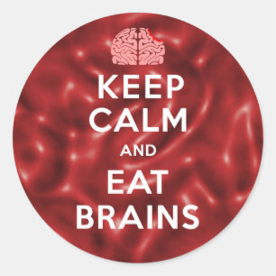 Pegatina Redonda Mantener los cerebros de la alimentación calmada