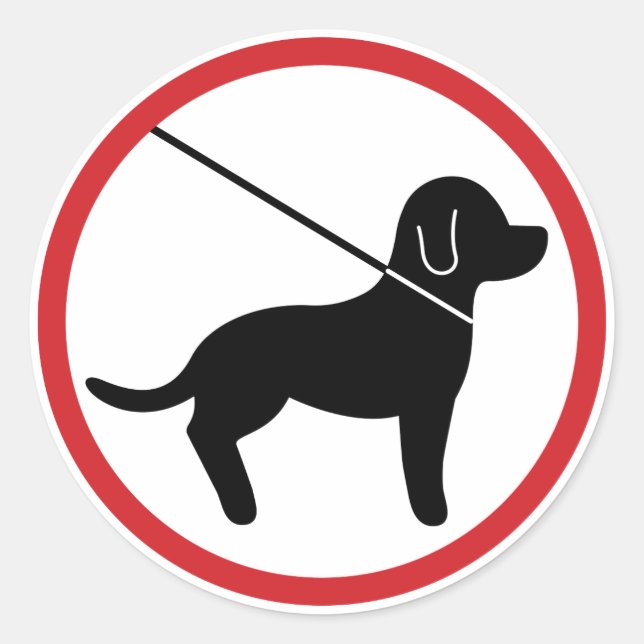 Pegatina Redonda Mantener Mascotas con Correa (Anverso)
